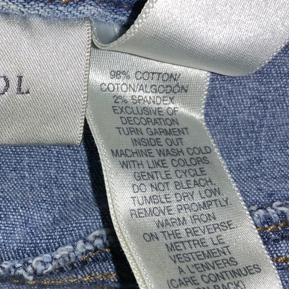 Susan Bristol beaded satin trimmed hem denim capris Sz 8 embroidered - Picture 7 of 7
